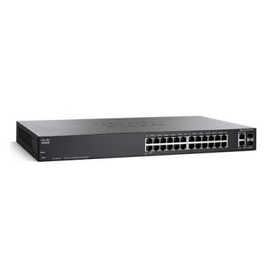 Cisco 24-port 10/100 Mbps + 2 Gigabit Ethernet combo + 2 SFP Smart Switch – SF250-24-K9