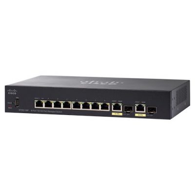 Cisco 8-port PoE+ (support 60W PoE Port) 10/100Mbps with 62W power budget + 2-port Combo Mini-GBIT Managed Switch – SF352-08P-K9