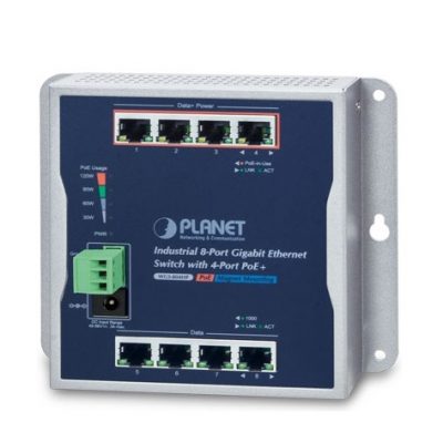 8-Port 10/100/1000T with 4-Port PoE+ Wall Mounted Switch PLANET WGS-804HP