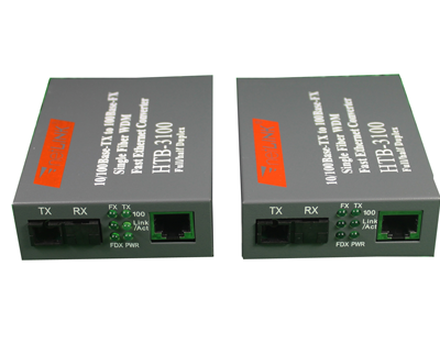 Converter Netlink HTB-3100AB Single-mode 25 km loại 1 sợi quang sử dụng cho Internet và Camera IP