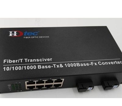 Converter 2-Port quang AB 1G 8-Port PoE 1G Switch PoE HDTEC