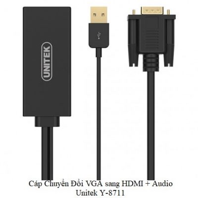 Cáp Chuyển Đổi VGA sang HDMI + Audio Unitek Y-8711