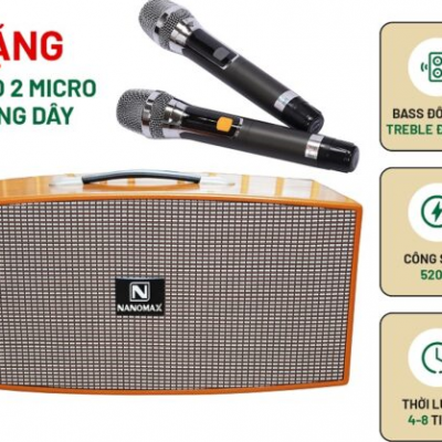Loa Karaoke Xách Tay Nanomax X-320 Bass Đôi 20cm 520w