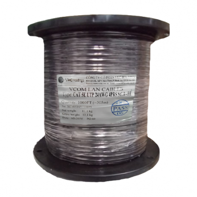 Cáp Lan liền nguồn Cat5E UTP 24AWG 4PRS/PVC VCOM L524008 (305m)